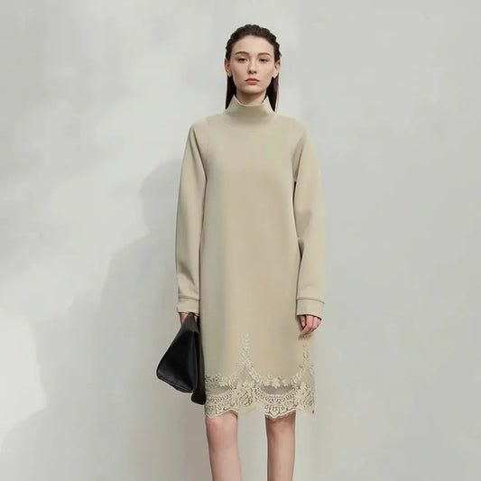Turtleneck Knit Winter Dress for Women