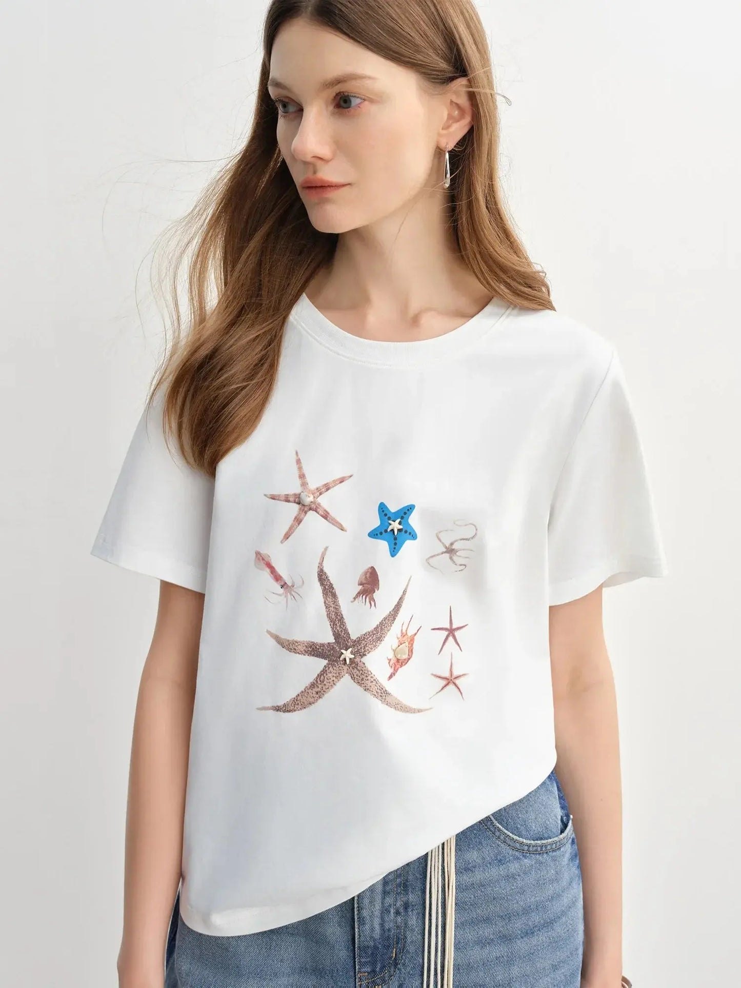 Women's Nautical Print Shell Tee Slim Fit