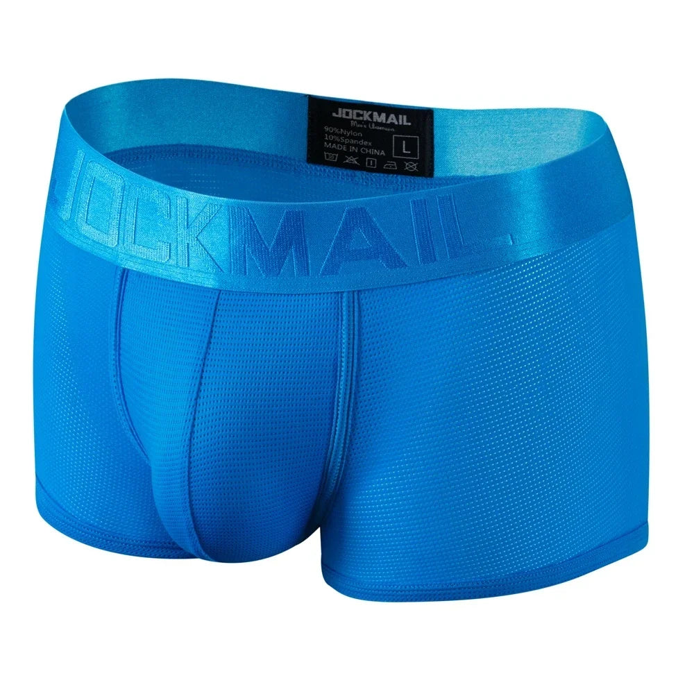 Fashion Fluorescent Color Men's Underwear Sporty Breathable Mesh Boxer Briefs Sexy Transparent Male Underpants Boxer Shorts