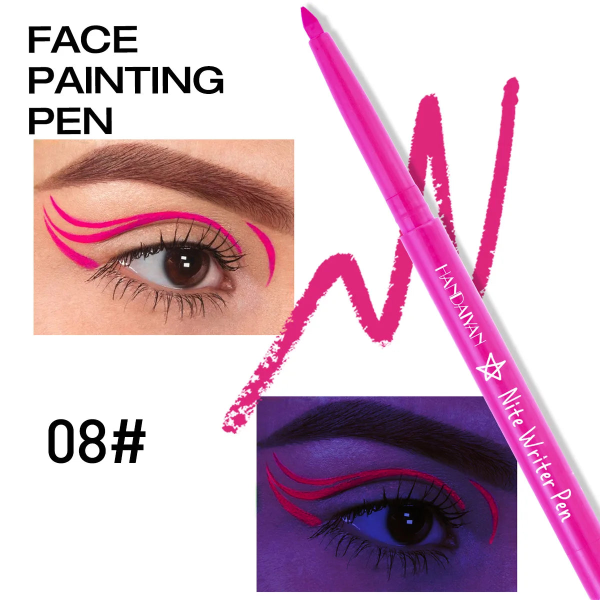 Fluorescent UV Light Neon Eyeliner Pen Waterproof Yellow Purple Orange Color Gel Eye Liner Pencil Eyes Make Up Cosmetics Tool