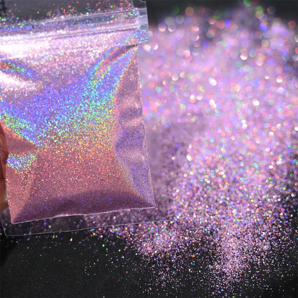 5g Laser Holographic Bulk Glitter Nail Shining Sparkly Pigment Loose Fine Glitter Reflective Gel Polish Accessories Nail Powder