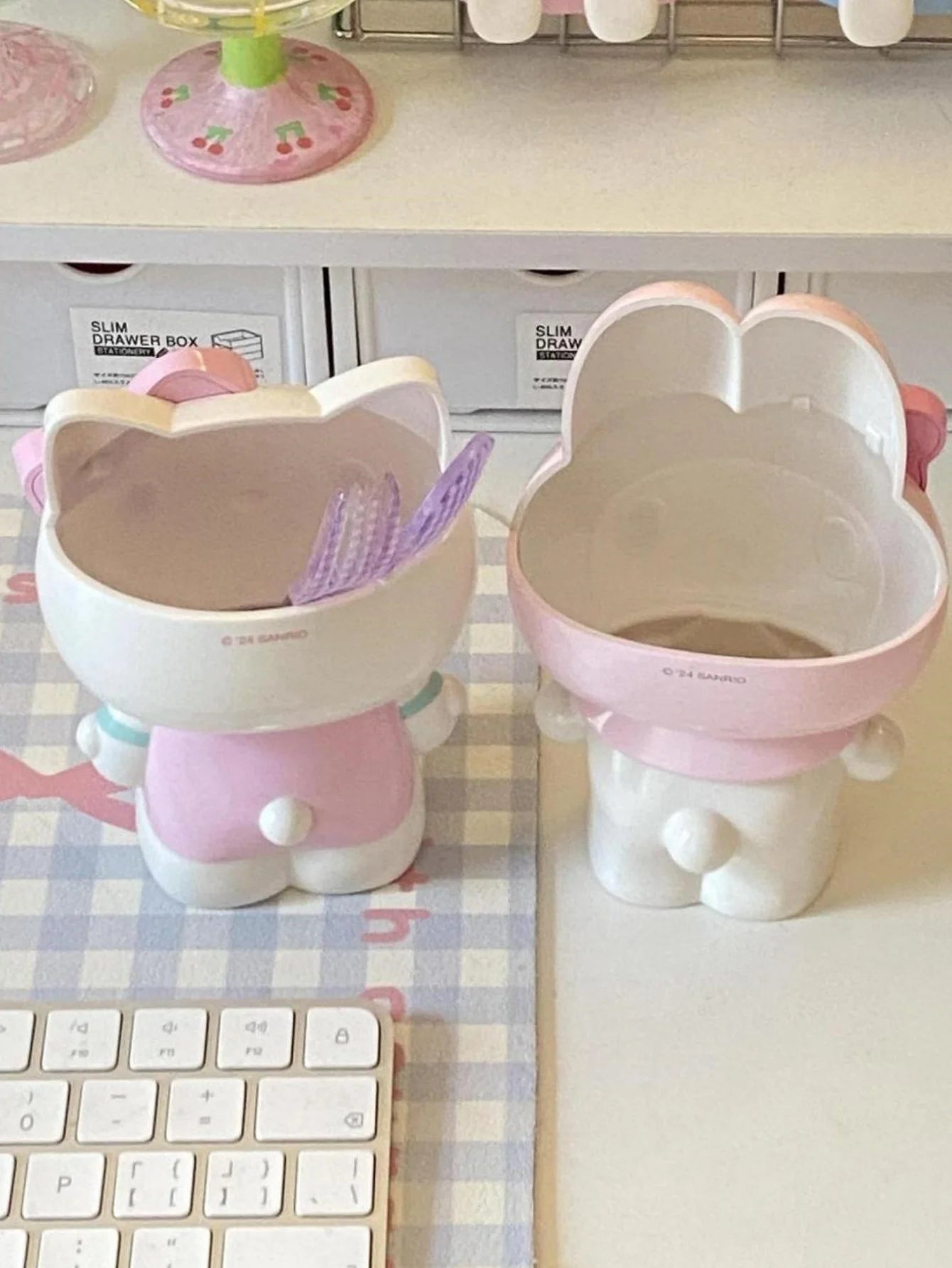 1/pcs Sanrio for hello cute kitty & for My Melody Multifunctional Storage Case - Lightweight PVC, Cartoon Desktop Organizer