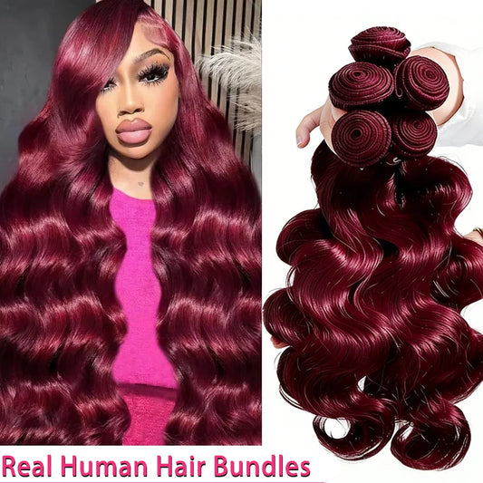 16A Colored 613 Human Hair Bundles Real Burgundy Raw Hair Weave Extensions Highlight Body Wave Bundles Human Hair With Closure