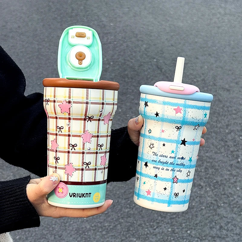 1 piece 760ML Office Star Desktop Portable Cup, High Appearance Level Cute Star Insulated Cup, Home and Outdoor Ice King Cup