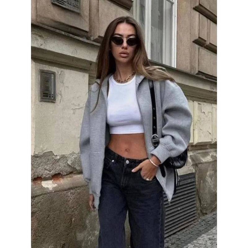 Zip Up Hoodies Women Autumn Hooded Sweatshirt Woman Long Sleeve Oversized Women's Sweatshirts Zip Hoodie Women Jackets