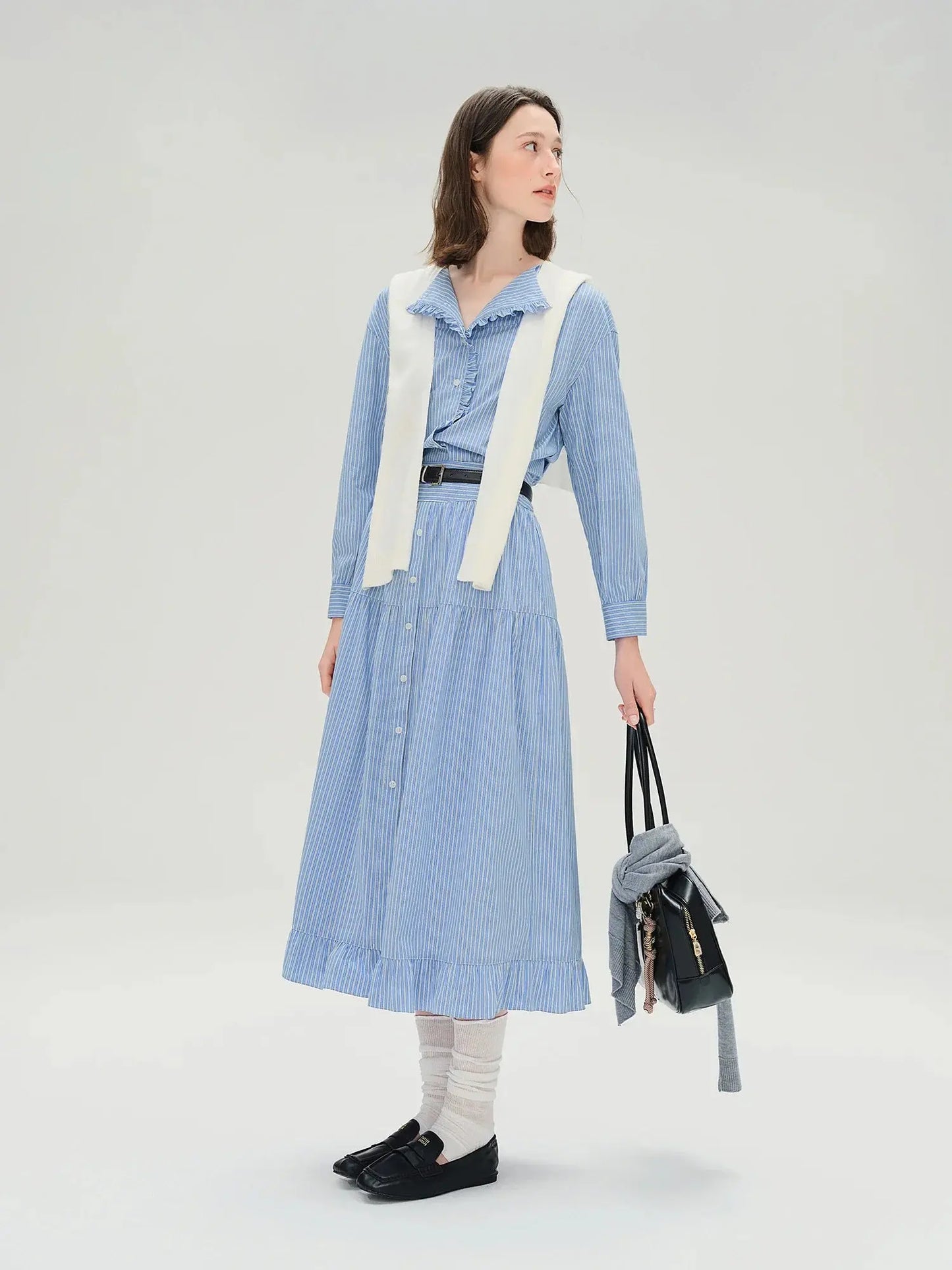 Plus Size Striped Shirt & Skirt Set