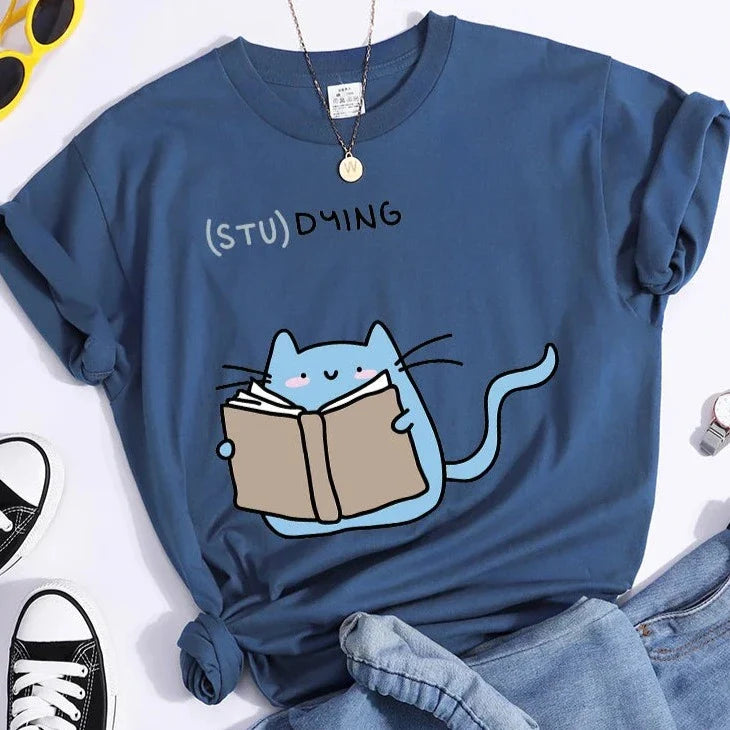 Cat (STU)DYING Graphic T-Shirt