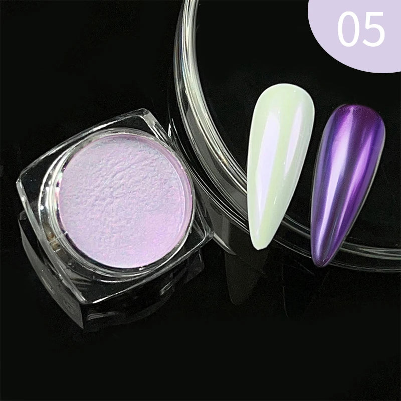 1Box Moonlight Nail Powder Silver Fine Glitter Metallic Effect Pigment UV Gel Polish Dust Aurora Nail Decorations