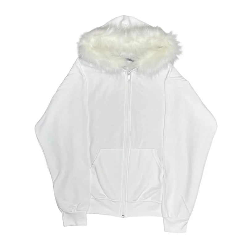 Men’s Casual Zip Up Hoodie Jacket with Fur Collar