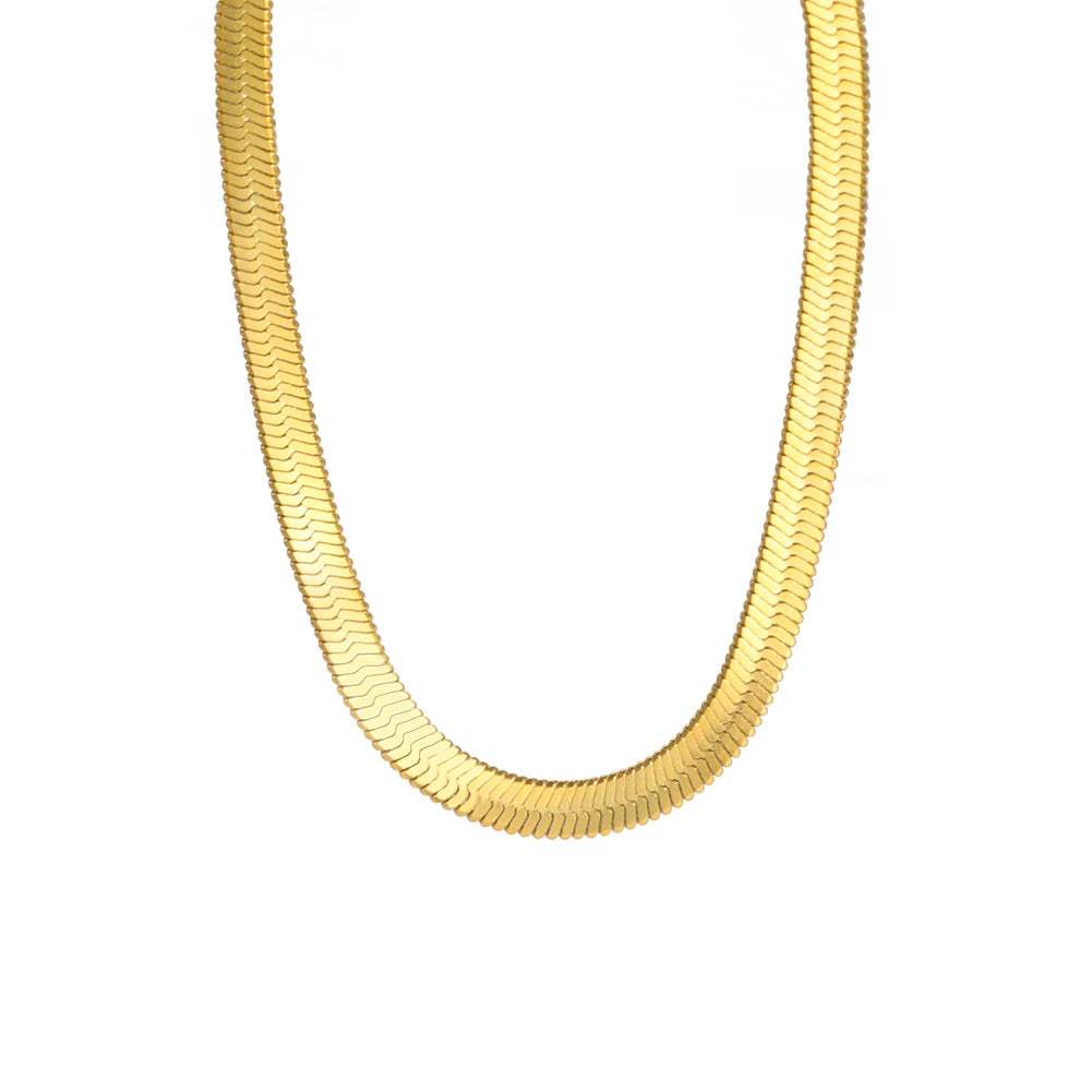 HIPEE Classic Stainless Steel Flat Snake Bone Chain Necklace Gold Waterproof Herringbone Snake Chain for Men Women Jewelry Gift