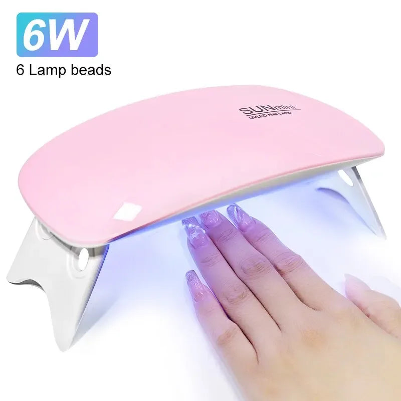New 6W Mini Nail Dryer Machine Portable 6 LED UV Manicure Lamp Home Use Nail Lamp For Drying Polish Varnish With USB Cable