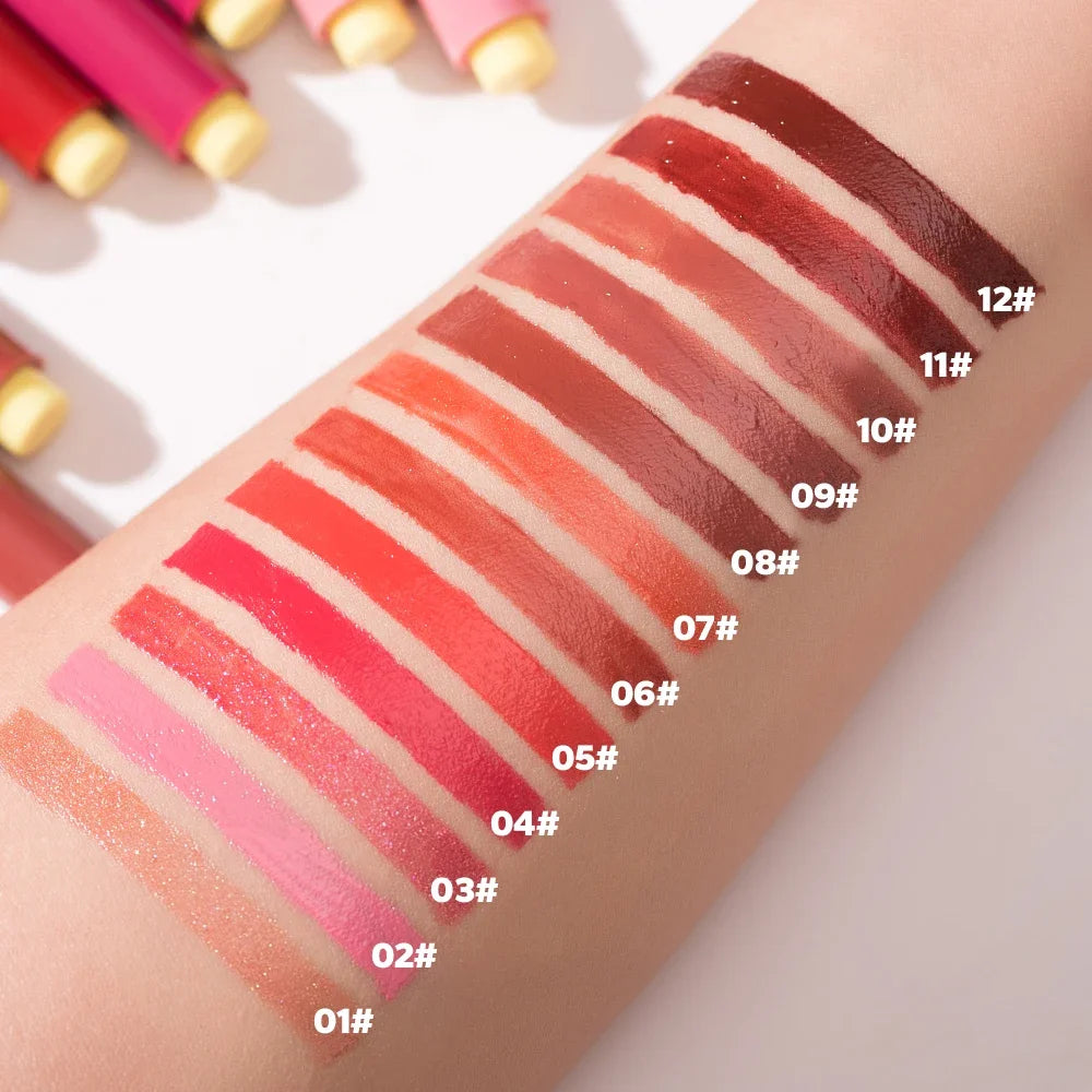 12 Color Beauty Glazed Shimmering Juicy Lipstick Set Moisturizing Nourishing Lip Plump for Women Girl's Gift Juicy Lip Makeup
