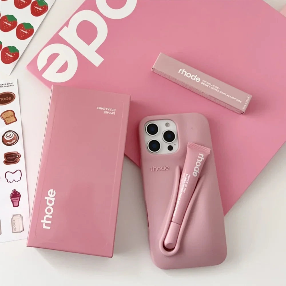 4 Piece Gift Set Rhode Lip iPhone Case With Shopping Bag