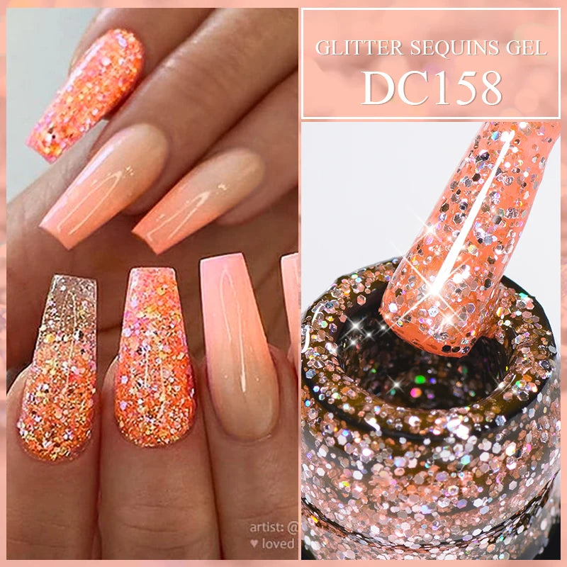 7ml Glitter Reflective Gel Nail Polish Sparkling Soak Off UV LED Gold Silver Black Pink Gel Polish Starter Kit For Home Salon