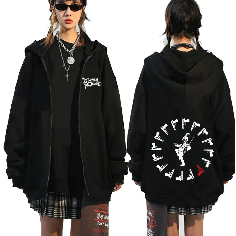 My Romantic Band (MCR) Reaper Zipper Hoodie Black Parade Punk Emotion Rock Zipper Hoodie Men's Fashion Retro Hip Hop Hoodie