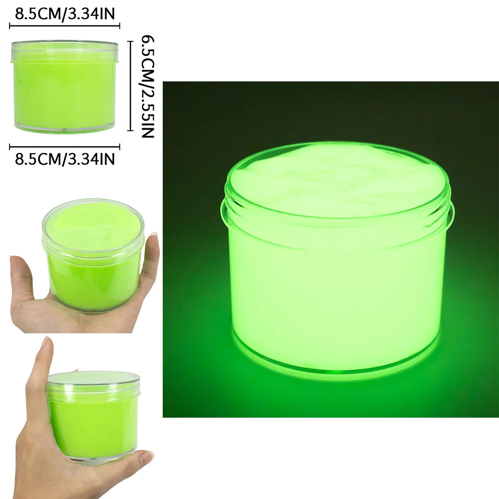 70/300ml Large Glow in the Dark Crystal Slime Toy Non-Stick Super Soft Stress Relief Putty for Kids Party Favors Birthday Gifts