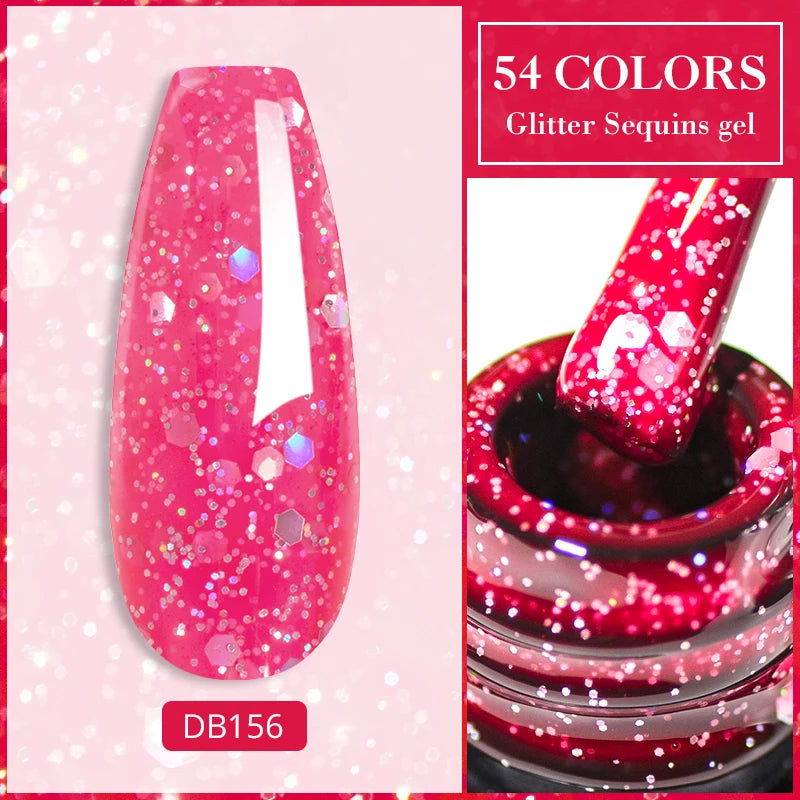 7ml Glitter Reflective Gel Nail Polish Sparkling Soak Off UV LED Gold Silver Black Pink Gel Polish Starter Kit For Home Salon