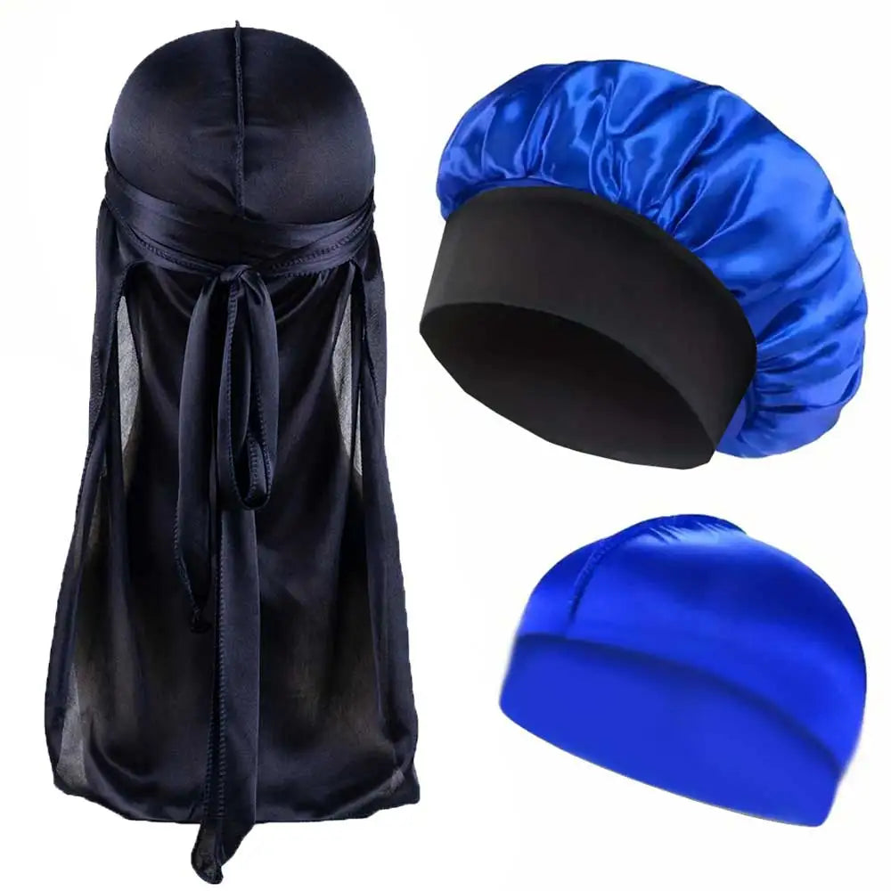 3pcs/set, Durag & Bonnet with Dome Hats for Men