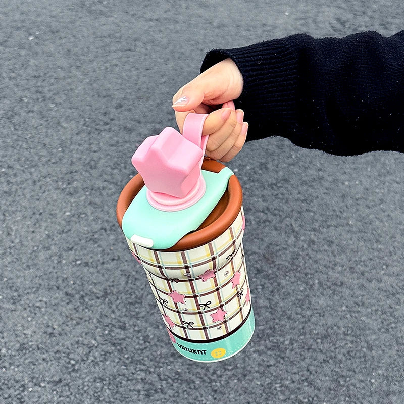 1 piece 760ML Office Star Desktop Portable Cup, High Appearance Level Cute Star Insulated Cup, Home and Outdoor Ice King Cup
