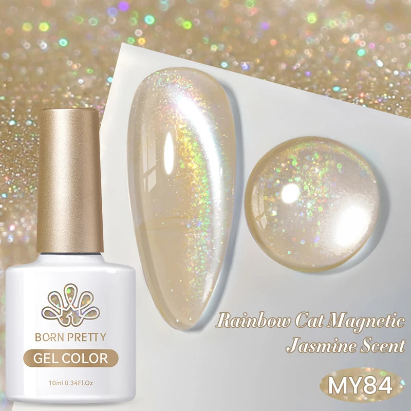BORN PRETTY 10ml Rainbow Auroras Cat Magnetic Gel Nail Polish Holographics Nail Gel for Manicure Design Varnis Semi Permanent