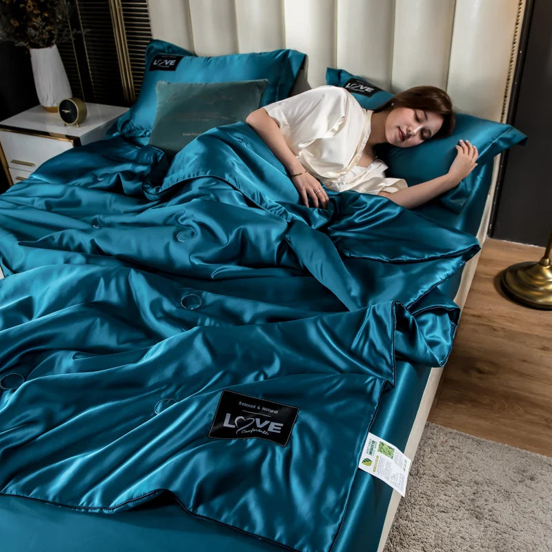 Summer Mulberry Ice Silk Comforter Duvet Insert Luxury Blanket