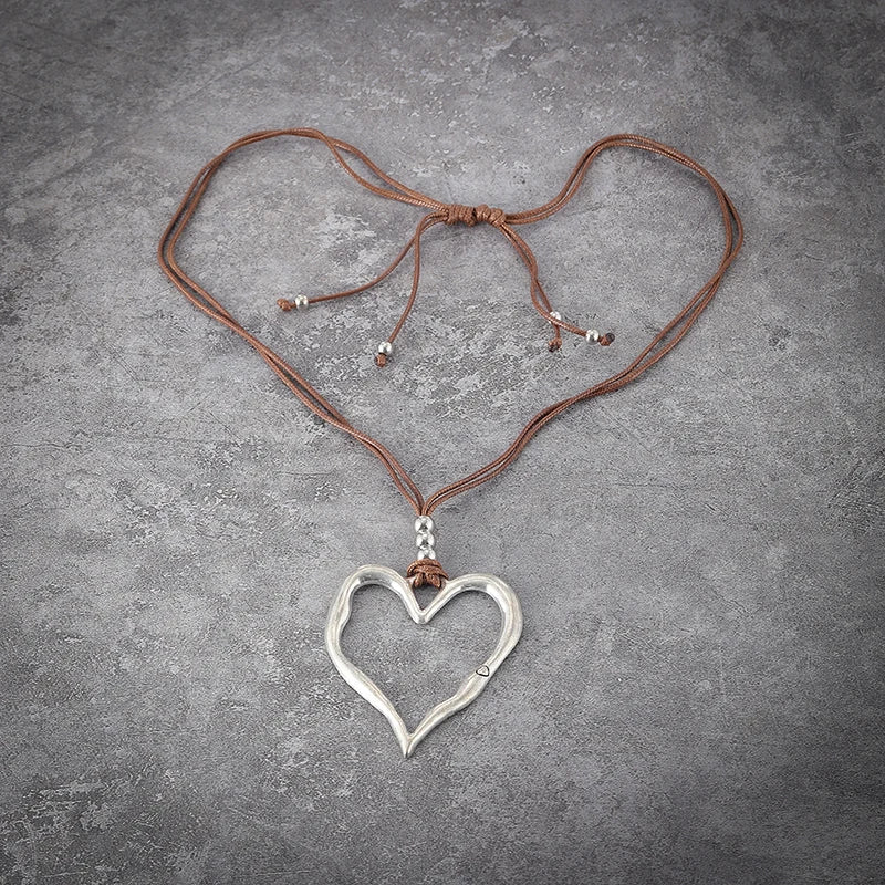 Big Heart Metal Pendant Necklace
