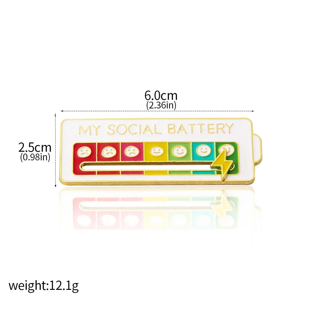 Mood Conversion Energy Brooch Can Slide My Social Energy Badge Expression Badge Men Women Pins for Backpacks Badges Metal Pines