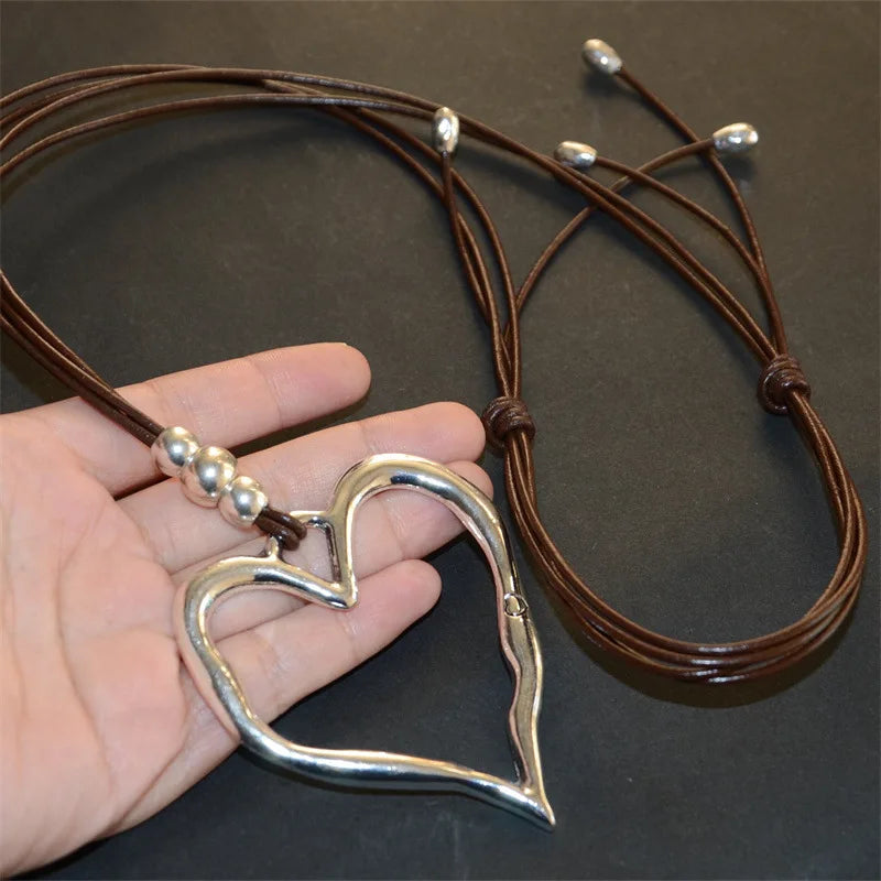 Big Heart Metal Pendant Necklace