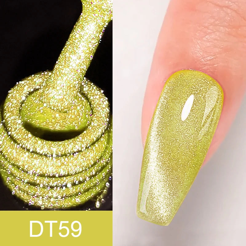 MEET ACROSS 7ml Reflective Glitter Gel Nail Polish Glitter Reflective Effect Semi Permanent UV LED Nail Art Gel Varnish Manicure