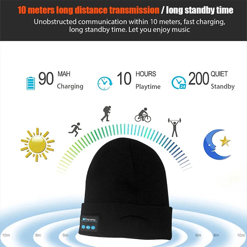 Winter Sports Bluetooth Hat Warm Beanie Music Wireless Bluetooth Headset Speaker Hats Wireless Earphones Cap Smart Headphones