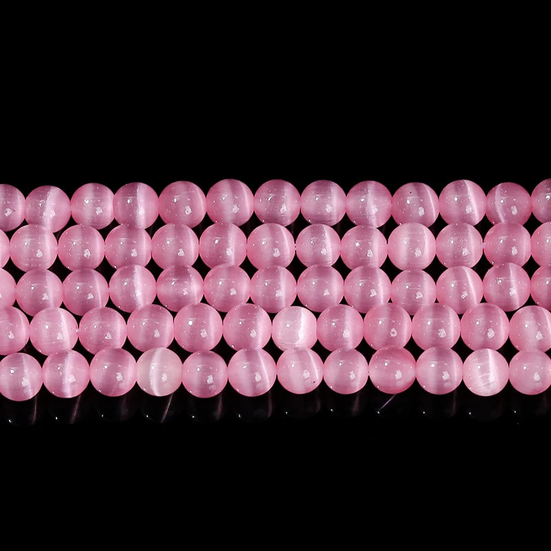 4 6 8 10mm Dark Pink Cat Eyes Stone Bead Round Loose Spacer Smooth Bead For Jewelry Making Diy Necklace Bracelet Accessroy