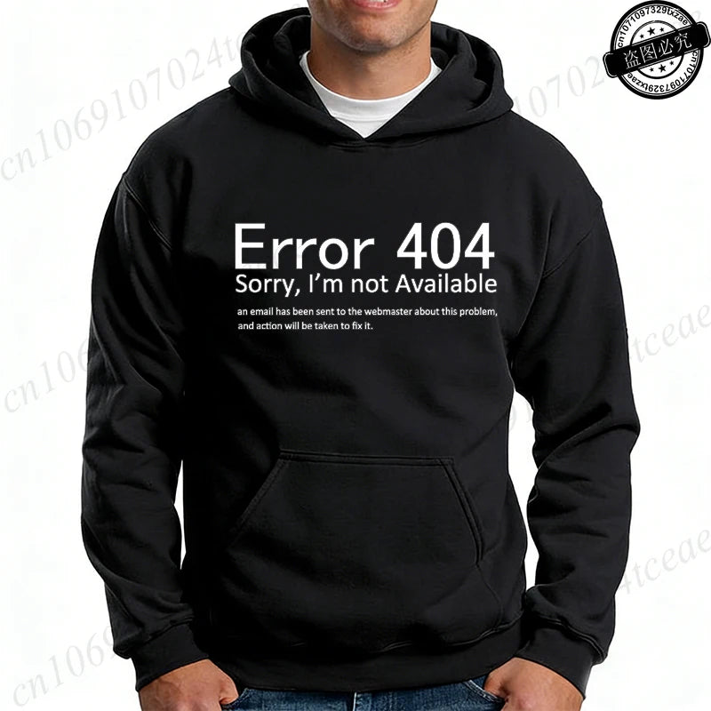 Funny 404 Error Coding Print Men Women Hoodie Casual Clothing Geek Programmer Hoodies Fashion Personality Sweatshirt Cerveza Top