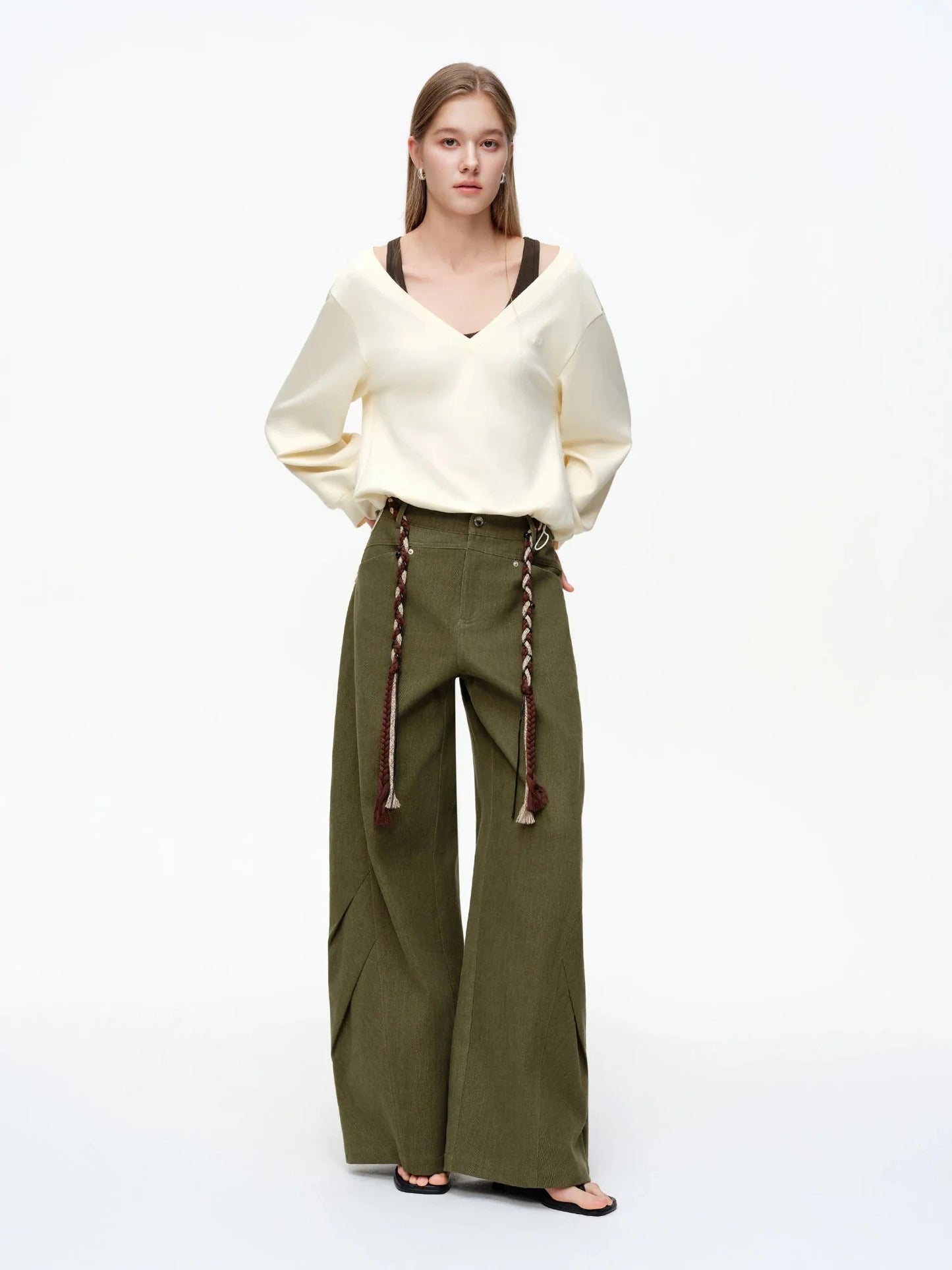 Women’s Retro Cargo Scimitar Pants Loose Cotton Trousers