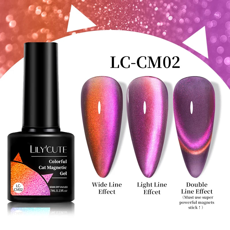 LILYCUTE 7ml Reflective Glitter Cat Magnetic Gel Nail Polish Semi permanent Soak Off UV LED Varnish Nail Supplies