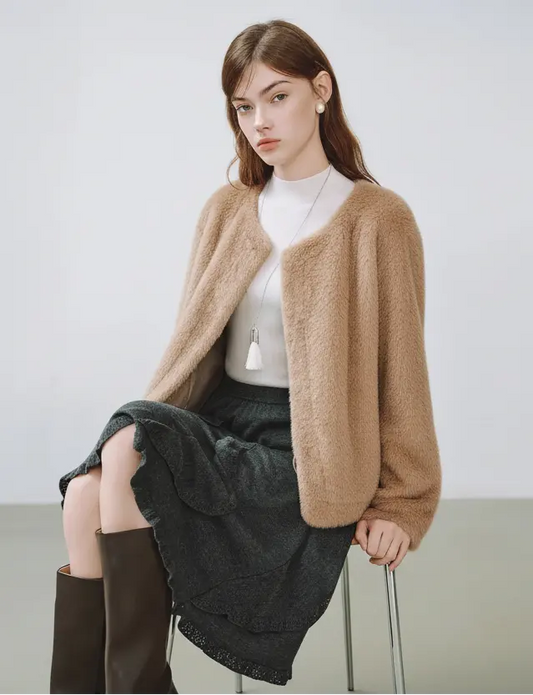 Elegant Plus Size Faux Mink Coat