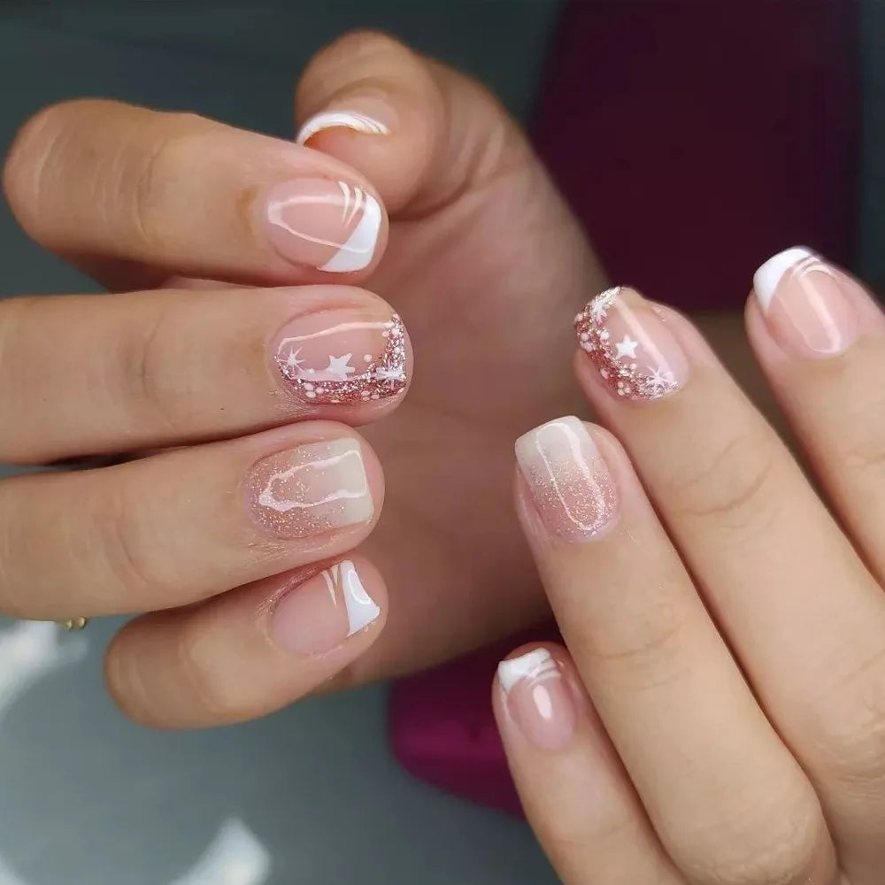 24pcs Colorful Square Press on Nails Gradient False Nails Simple Wearable Stick-on Nails Fake Nail Накладные Ногти 네일팁 Uñas