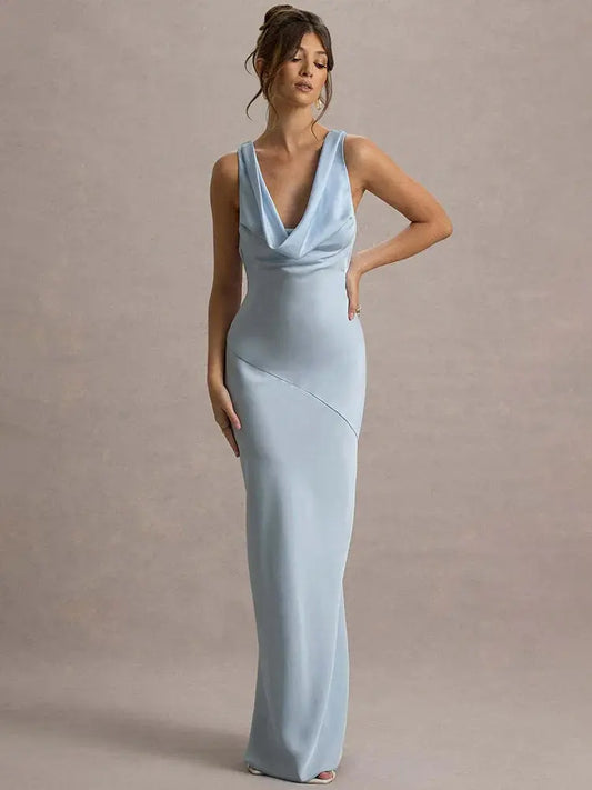 Sleeveless Lace-Up Backless Party Gown