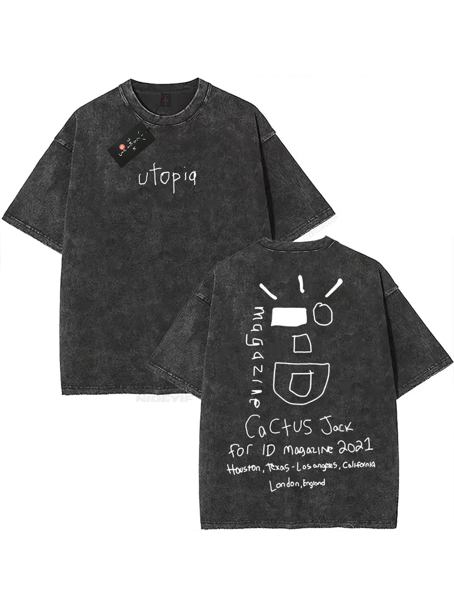 100% Cotton Oversized T Shirt For Men Women HipHop Washed T Shirts cactus jack Short Sleeve Gift Tops look mom i can fly K39