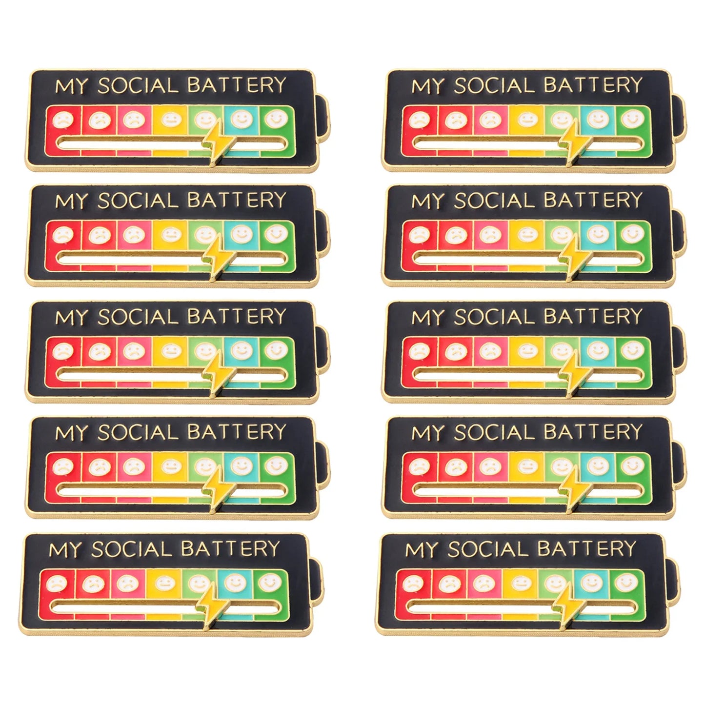 Mood Conversion Energy Brooch Can Slide My Social Energy Badge Expression Badge Men Women Pins for Backpacks Badges Metal Pines