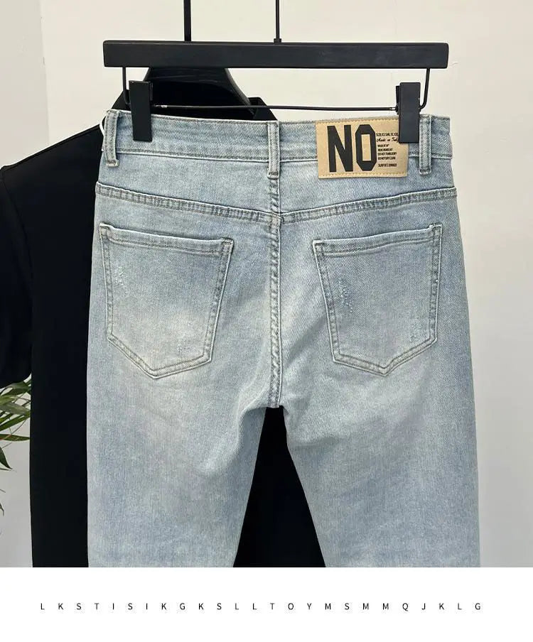 Men Skinny Jeans – Light Color Slim Fit Casual Fashion Denim