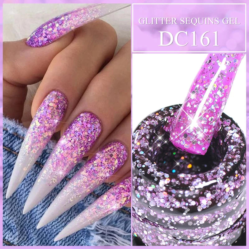 7ml Glitter Reflective Gel Nail Polish Sparkling Soak Off UV LED Gold Silver Black Pink Gel Polish Starter Kit For Home Salon