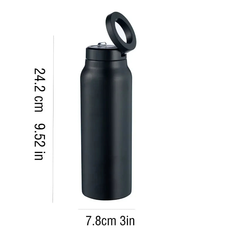 24 Oz INFLUENCER WATER BOTTLE Insulated Stainless Steel Sports Bottle Insulated Mug with Magnetic Phone Holder Outdoor Sports Water Bottle