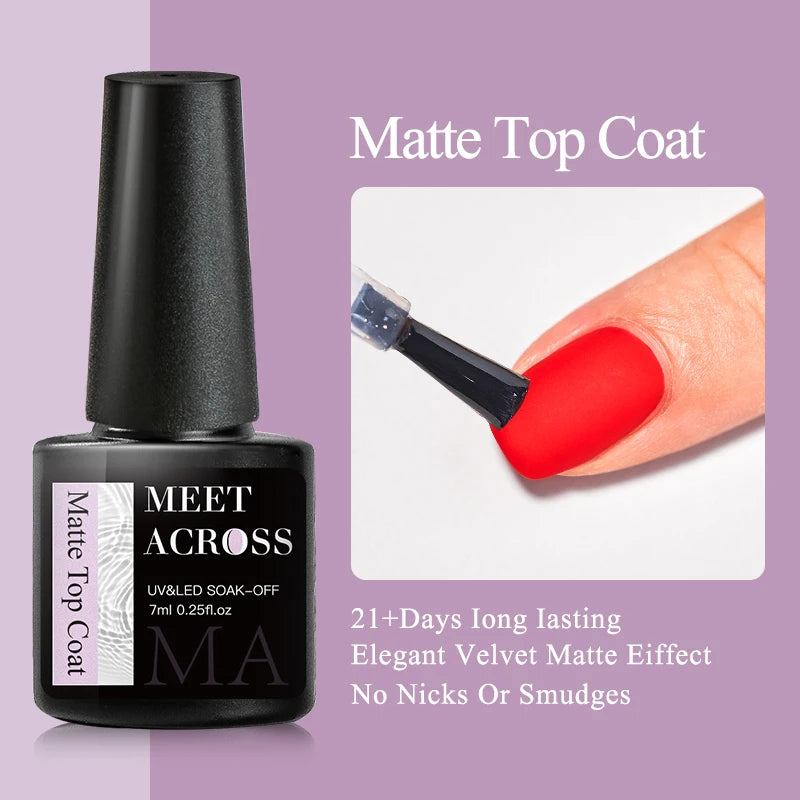 MEET ACROSS 7ml Reflective Glitter Gel Nail Polish Glitter Reflective Effect Semi Permanent UV LED Nail Art Gel Varnish Manicure