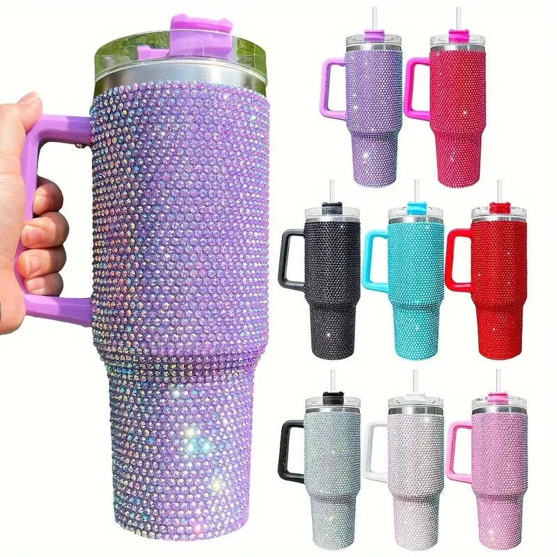 Shine Bright - Handmade 40oz Sparkling Rhinestone Stainless Steel Tumblers