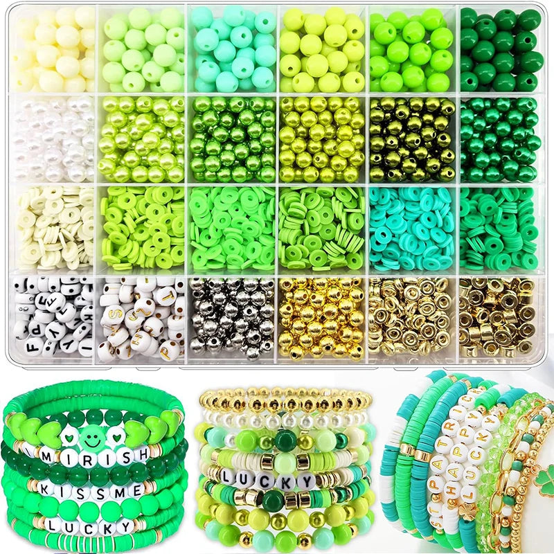 2220pcs Clay Beads Bracelet Making Kit 24 Colors Flat Preppy Beads Polymer Clay Beads for Friendship Bracelets Making Craft DIY
