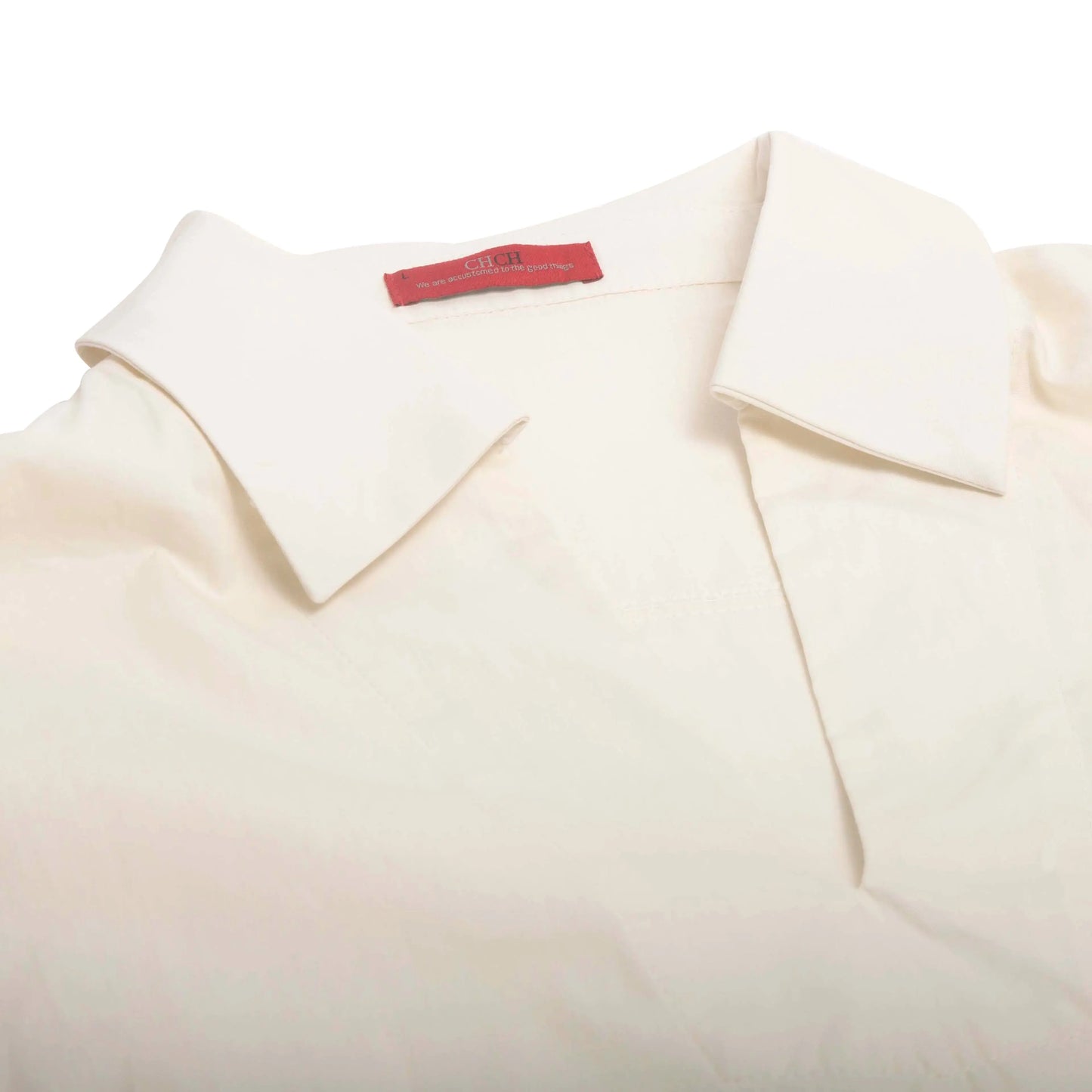 Beige V-Neck Long-Sleeve Commuter Top