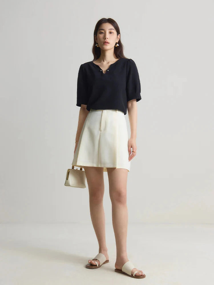 Women’s V-Neck Chiffon Shirt Elegant Slimming Summer Top
