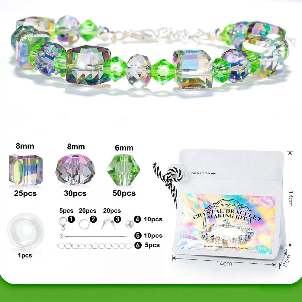 Bracelet Making Kit AB Color Glass Cube Beads Sparkle Butterfly Crystals Beads Kit for Jewelry Making Necklaces DIY Crafts