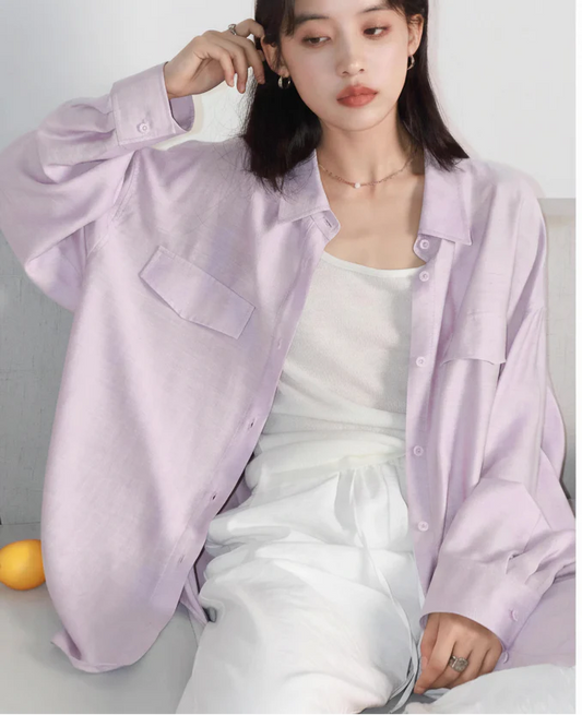 Long Sleeve Single Breasted Shirt Loose Spring Blouse