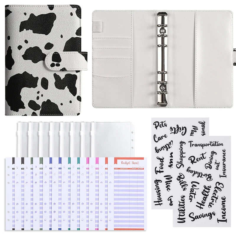 A6 Leopard Print Money Budget Planner Binder With Zipper Envelopes, Cash Envelopes For Budgeting, Money Organizerleopard print